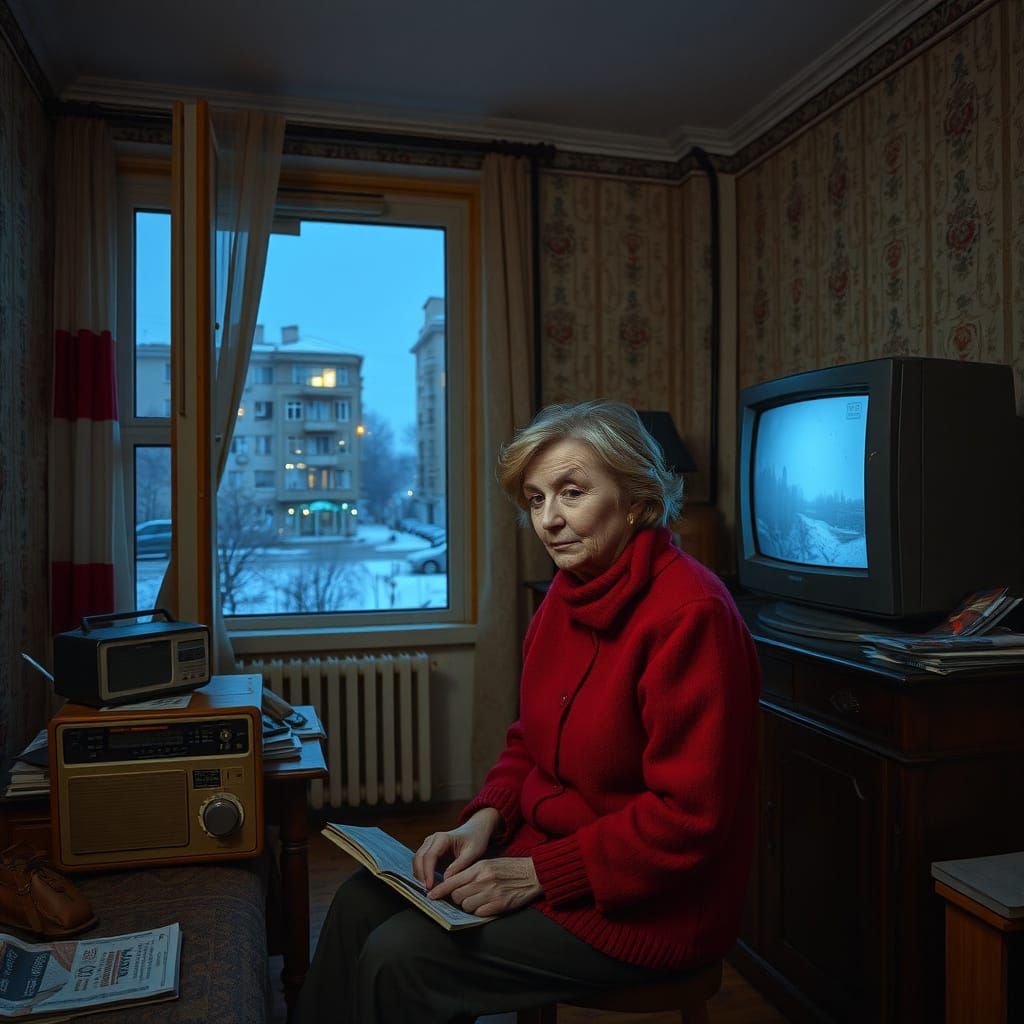 Soviet Woman in 1980s Russian Krushchyovka