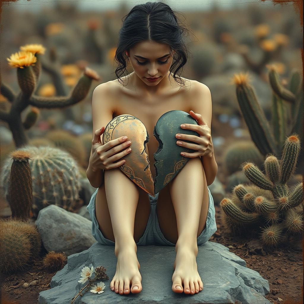 Broken Heart: Mixed Media Collage with Kintsugi Elements