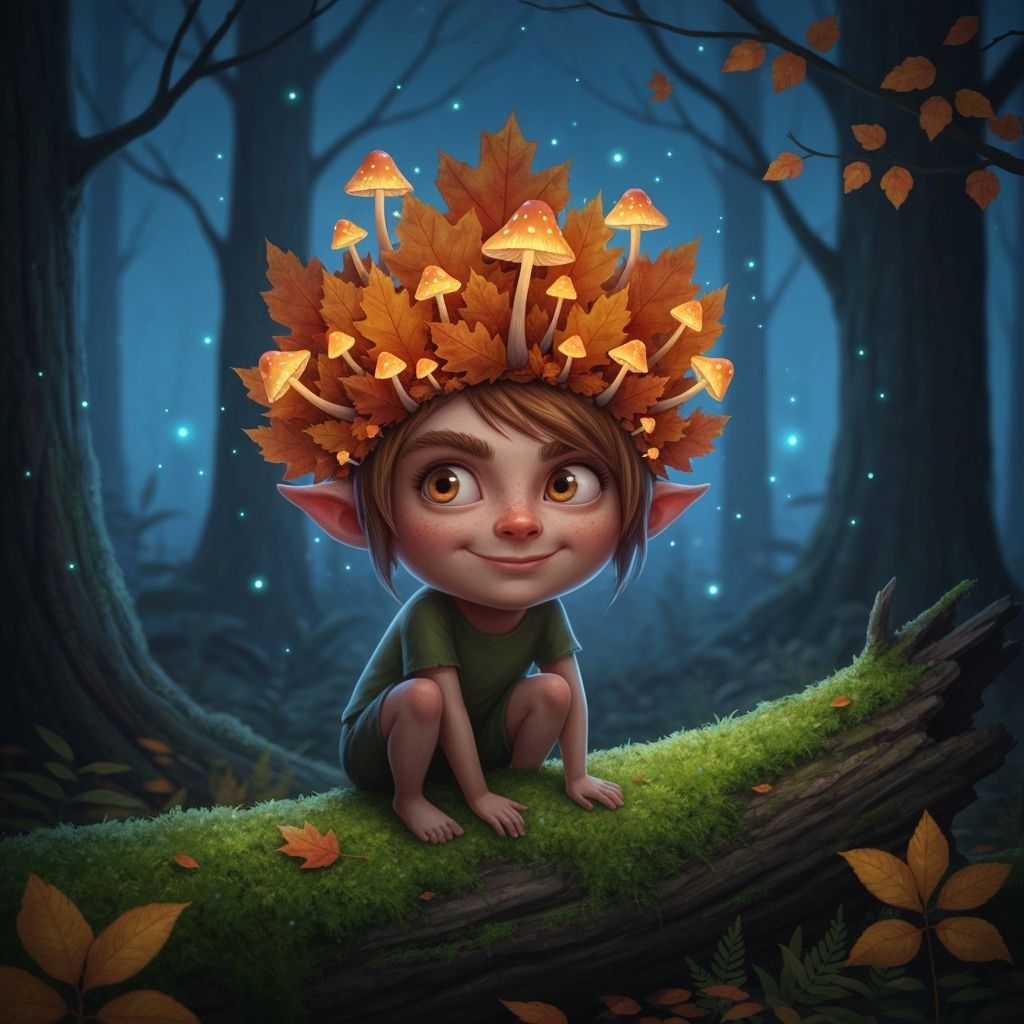 Autumn Leaf Crown on Whimsical Forest Sprite