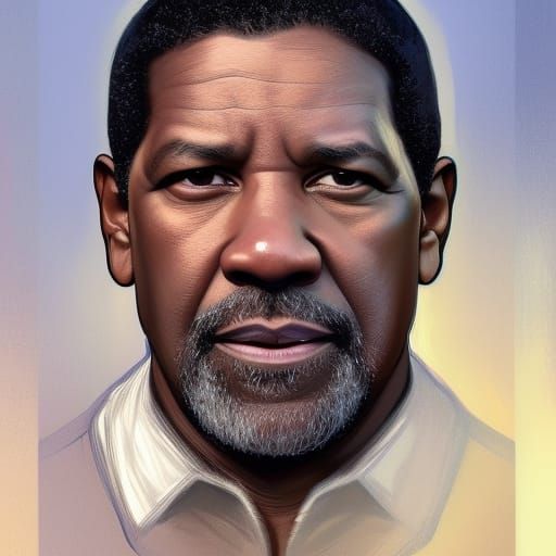 Denzel Washington Portrait in Hyperdetailed Style