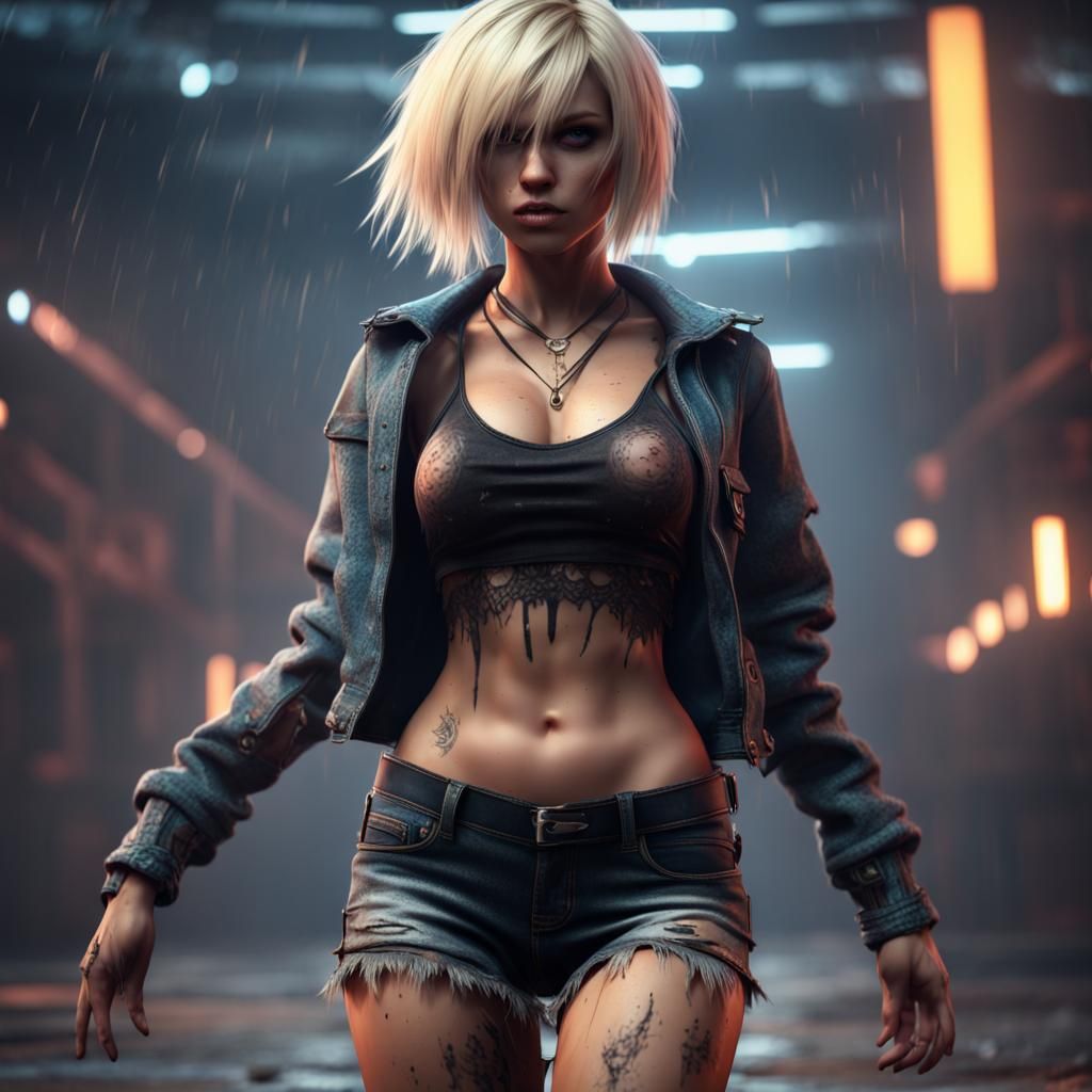 Sweaty Emo Girl Dancing: Detailed Matte Painting