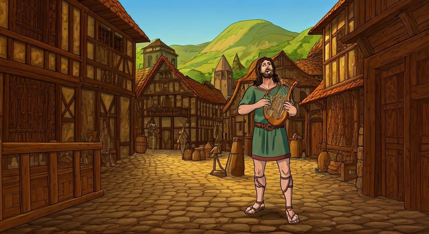 Gallic Bard Troubadix Sings in Uderzo Style