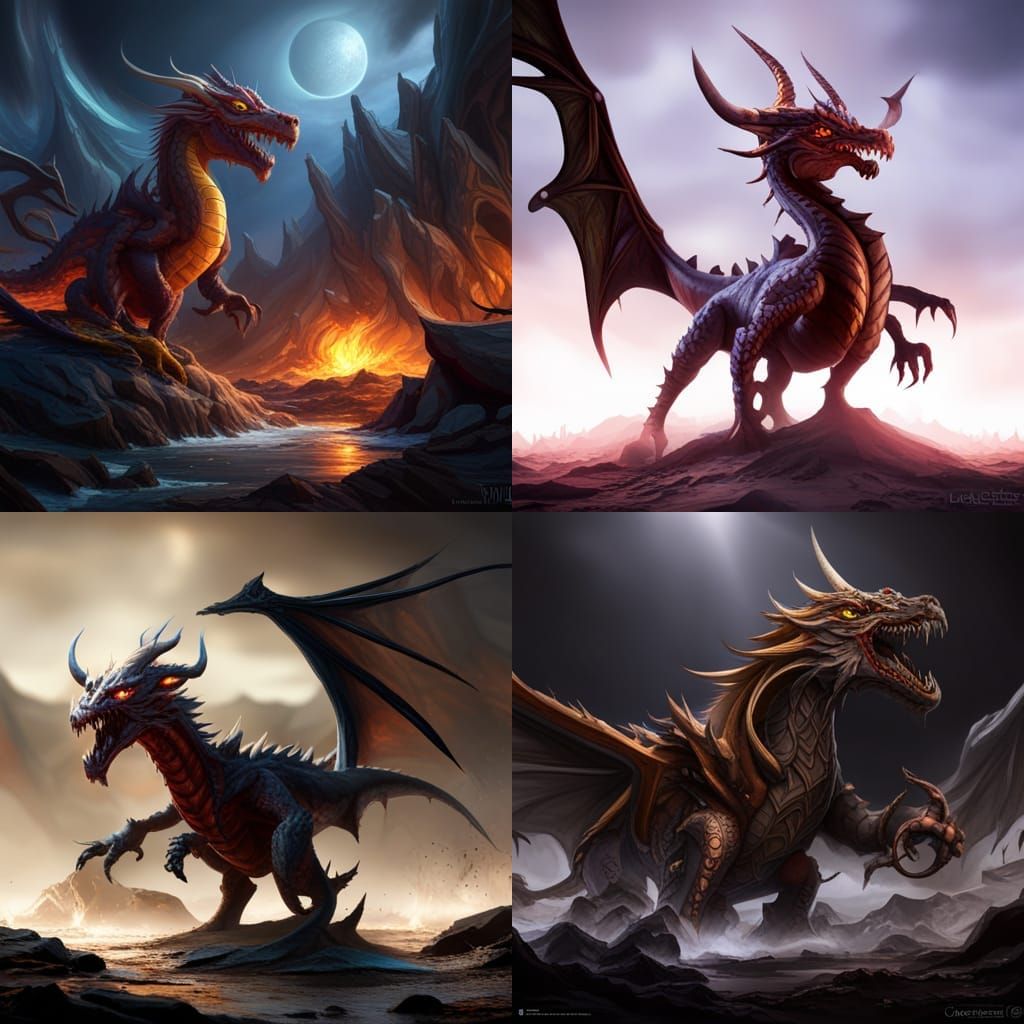 Detailed Demon Dragon Fantasy Concept Art