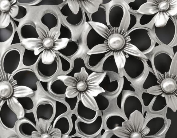 Abstract Metal Flowers Generated by AI