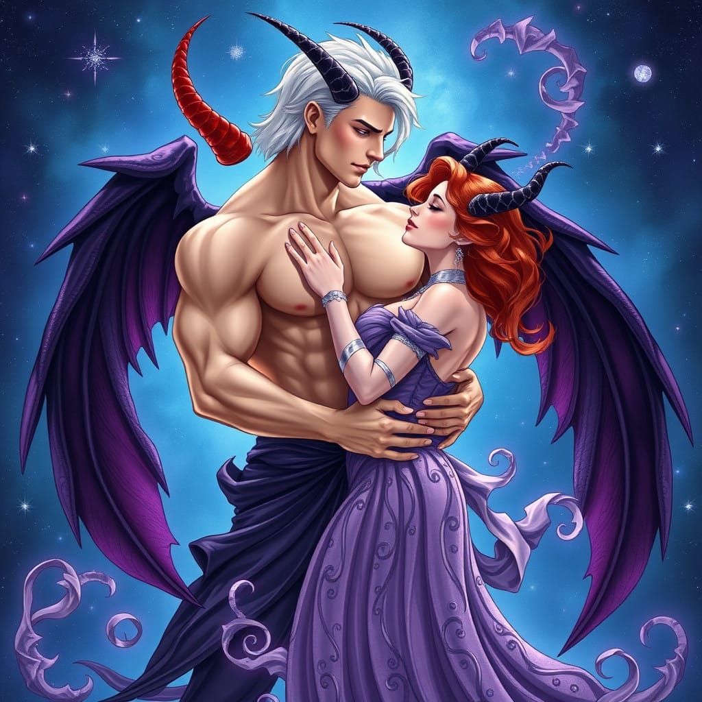 Muscled Angel in Dark Plum and Amethyst Universe