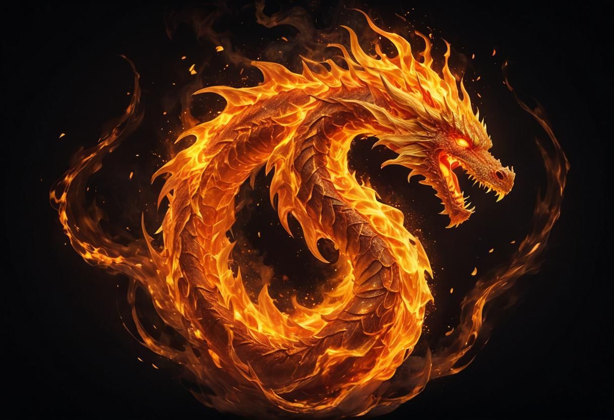 Fire Dragon Fantasy Illustration in Explosive Colors