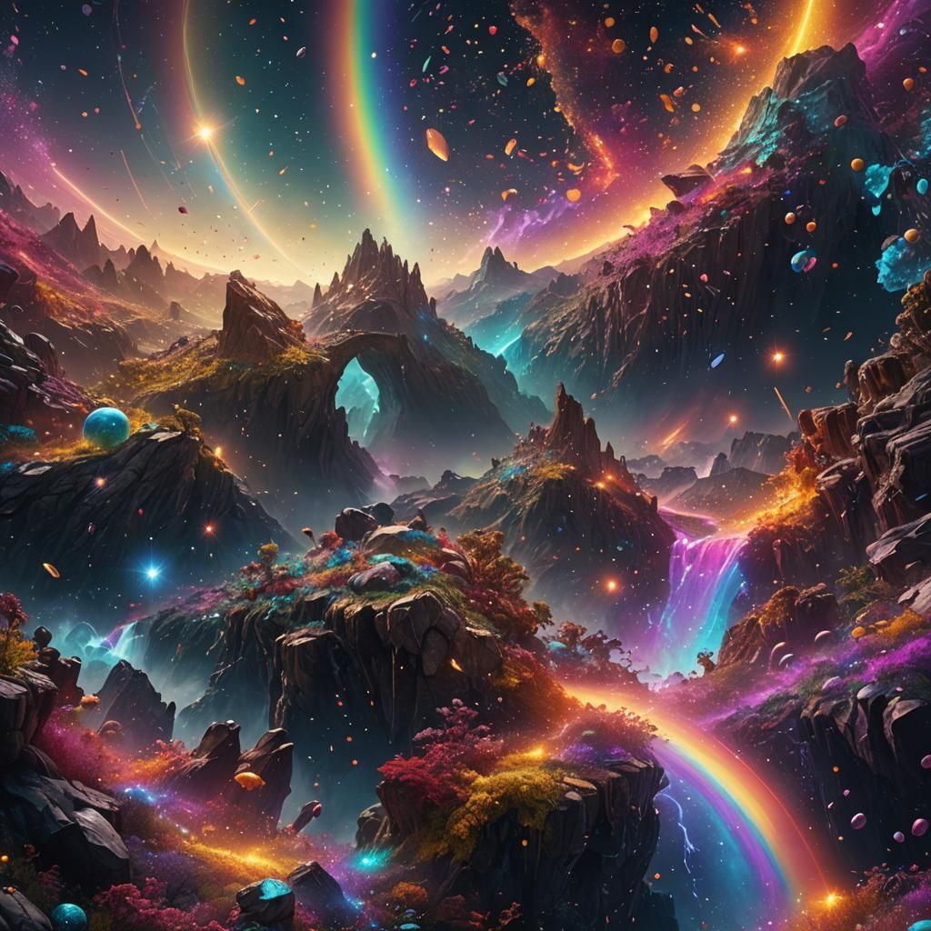 Ethereal Glitter Sparkle Cosmic Rainbow: Fantasy Art