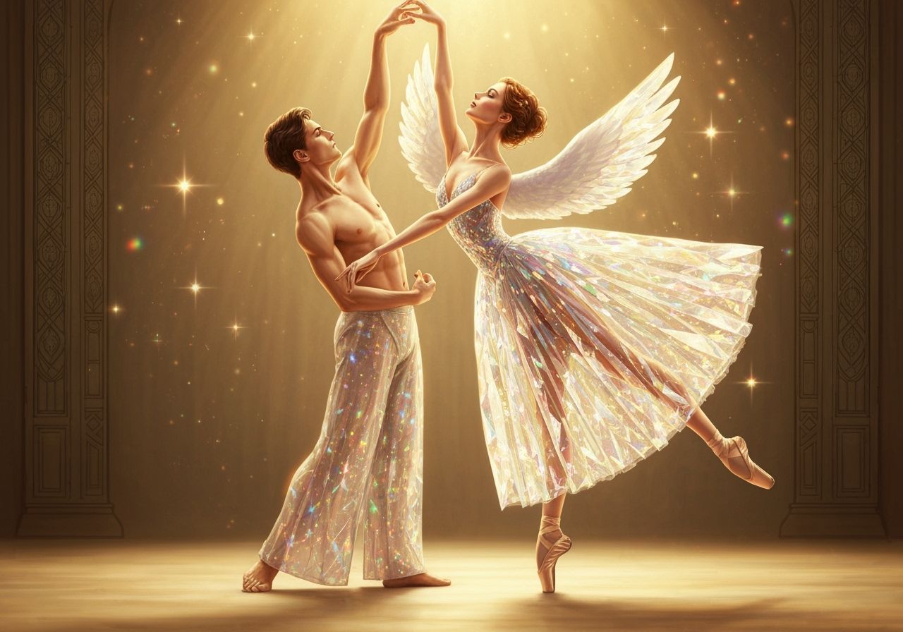 Ballet Duet: Graceful Dancers in Luminous Glass Gowns