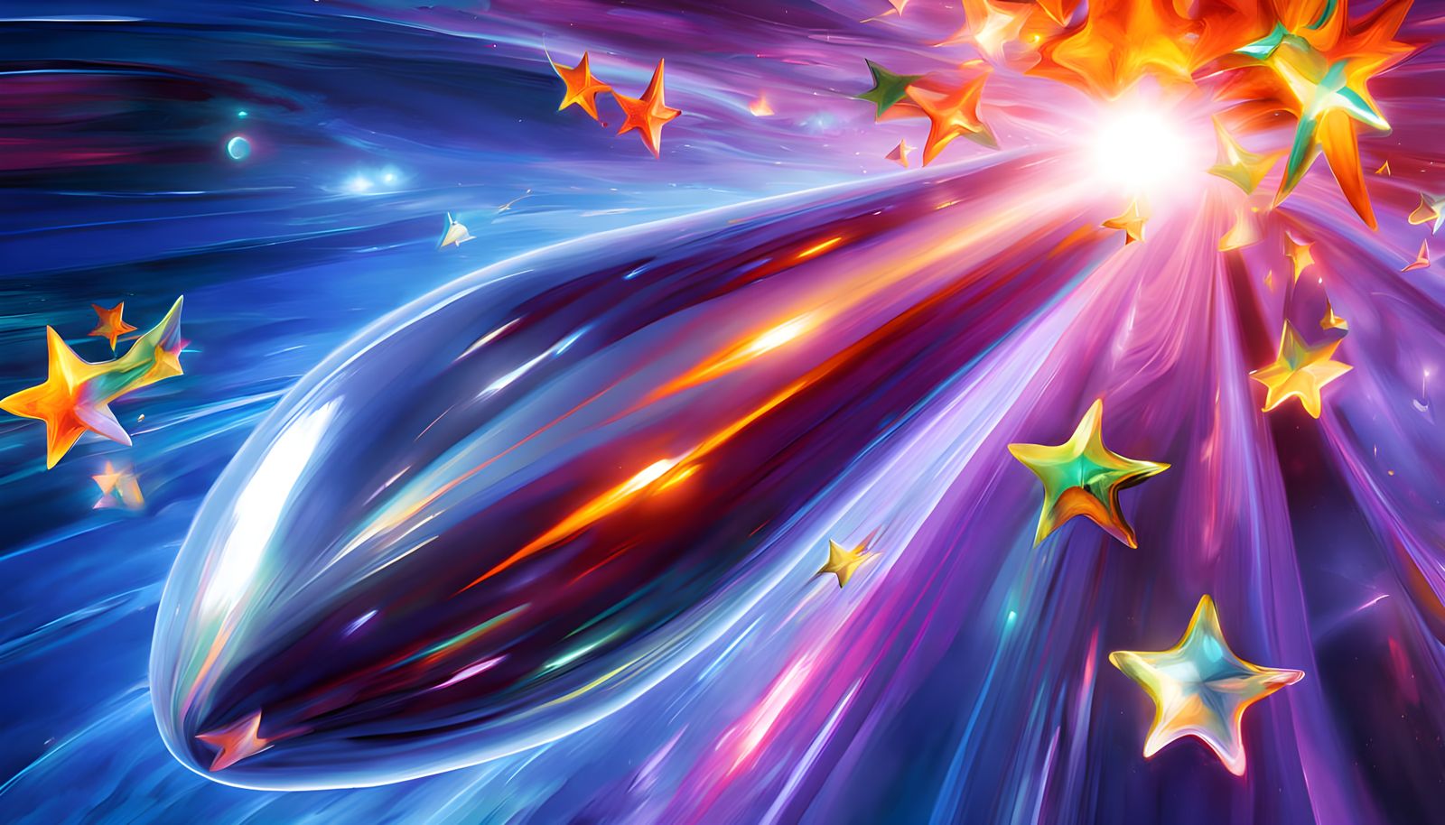 Cyberpunk Spacecraft Blazing Through Cosmic Vortex