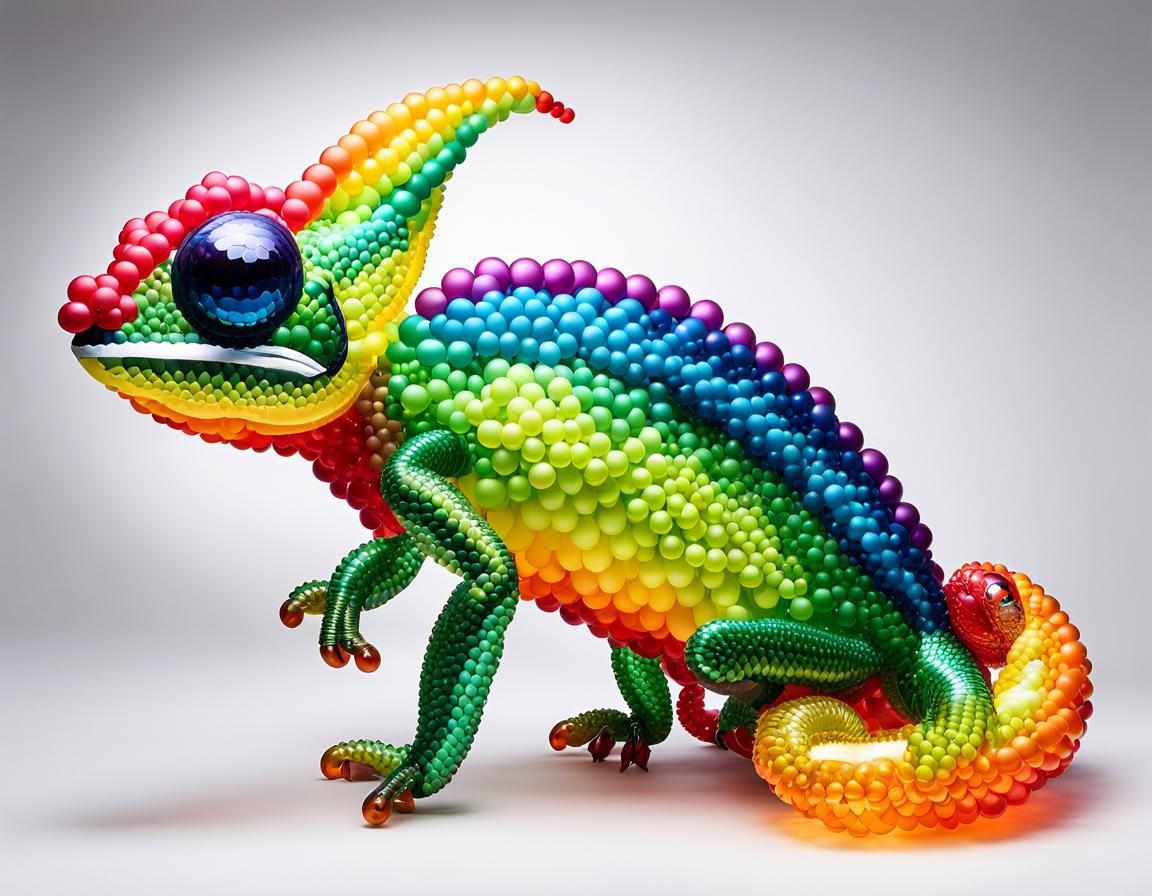Vibrant balloon chameleon