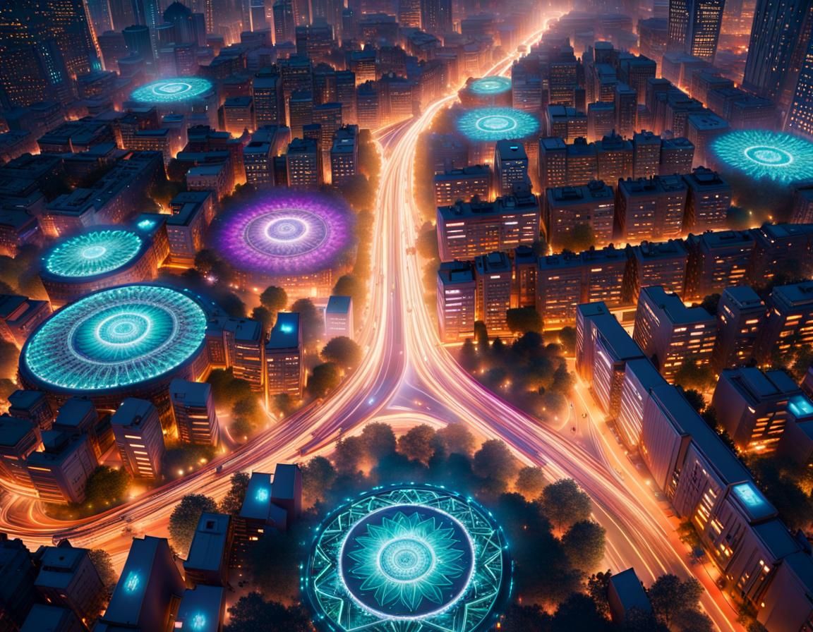 Cyberpunk City: Tree of Life in Neon