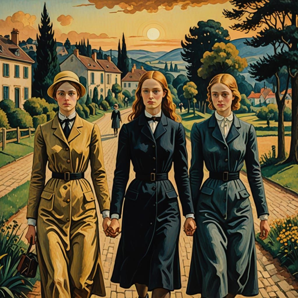 Surreal Women Step into a Cezanne Landscape