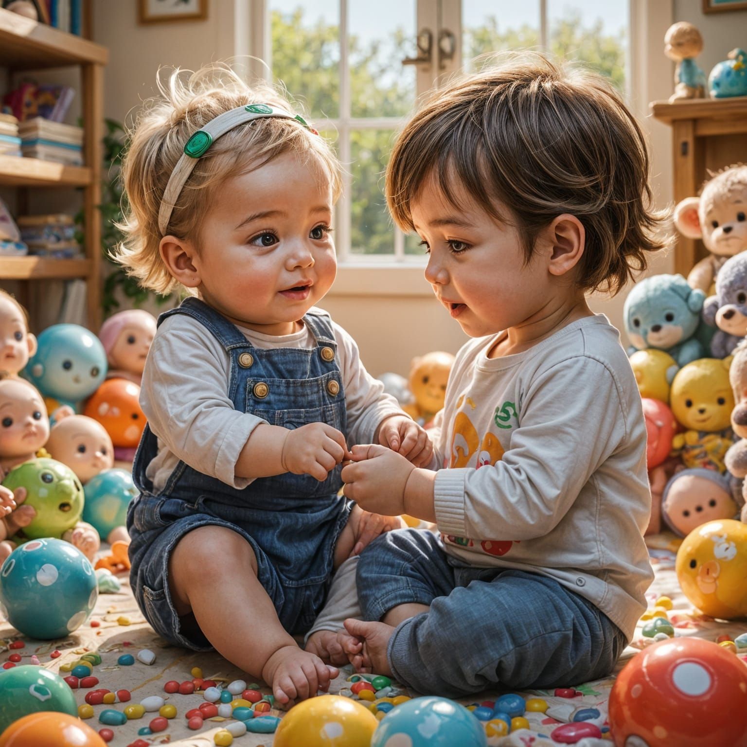 Playful Chibi Toddlers in a Colorful Playgroup Scene