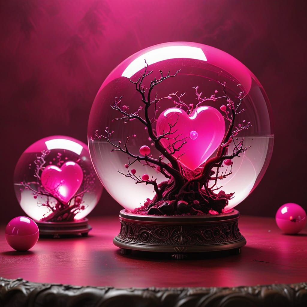 Mysterious Fantasy Still Life in Vibrant Hot Pink