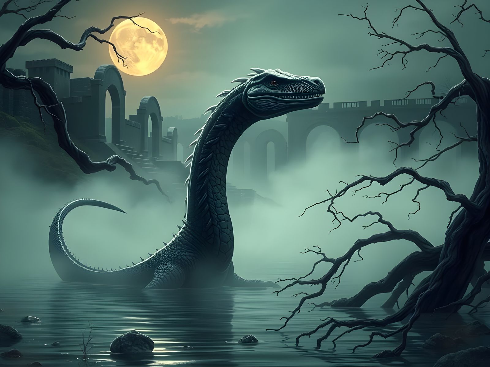 Mystical Loch Ness Monster Emerges from the Mist