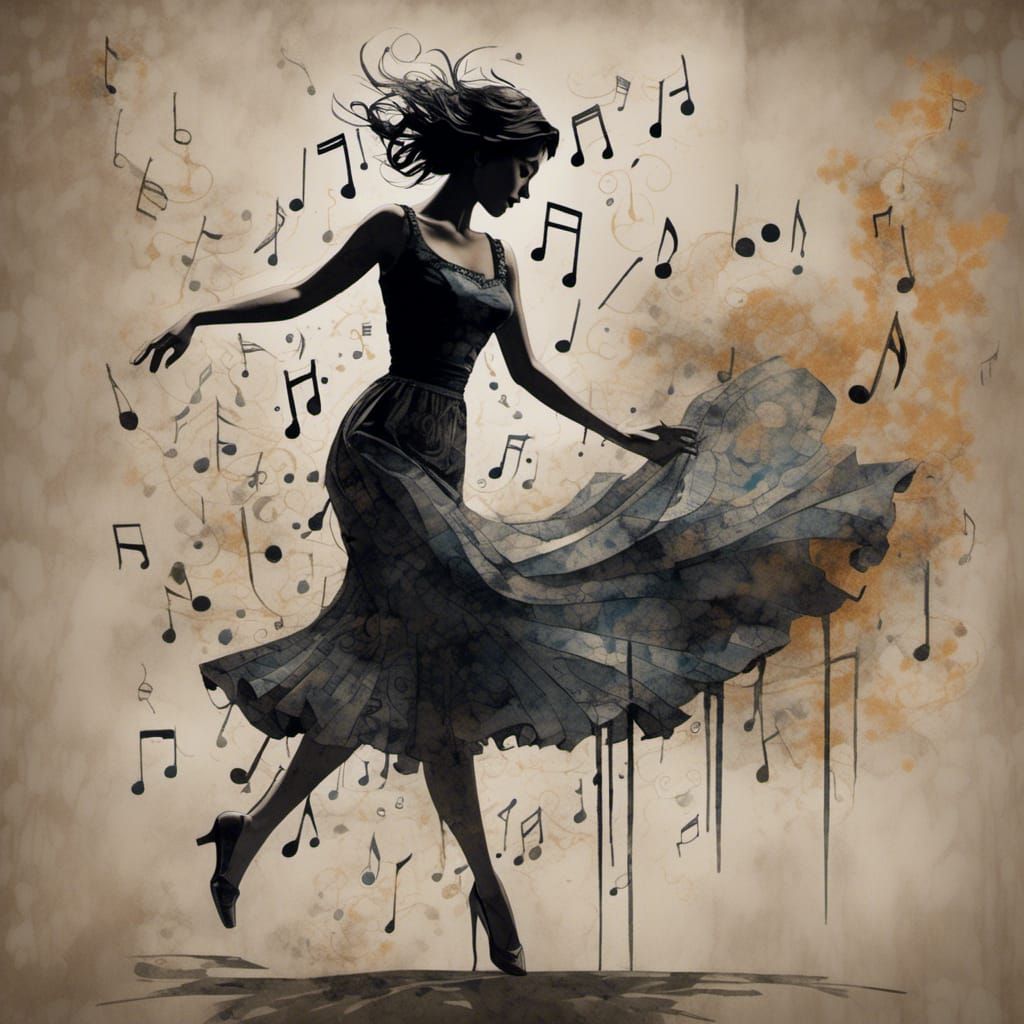 Dancing Spanish Silhouette in Loose Painting Style
