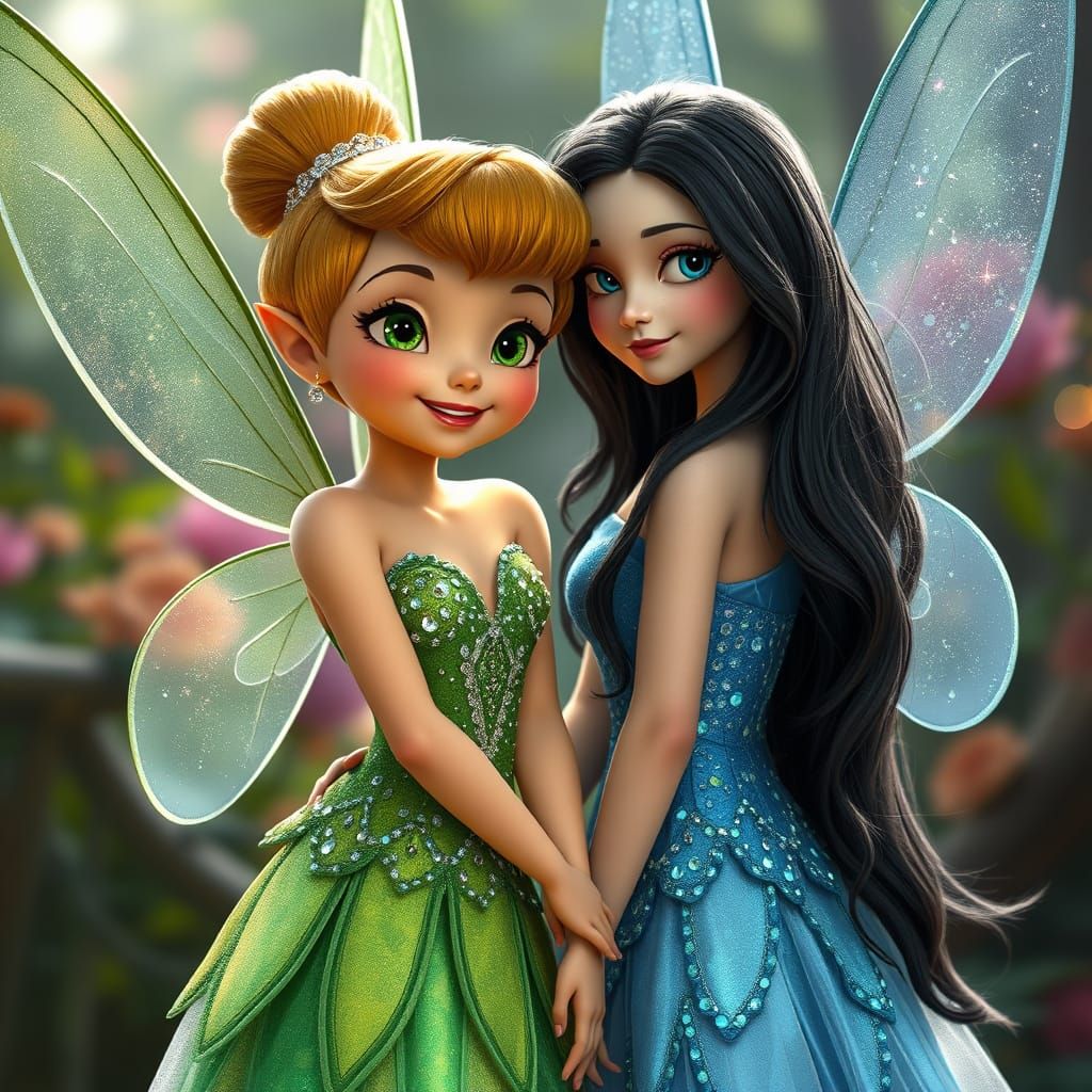 Tinkerbell and Silvermist in Prom Dresses