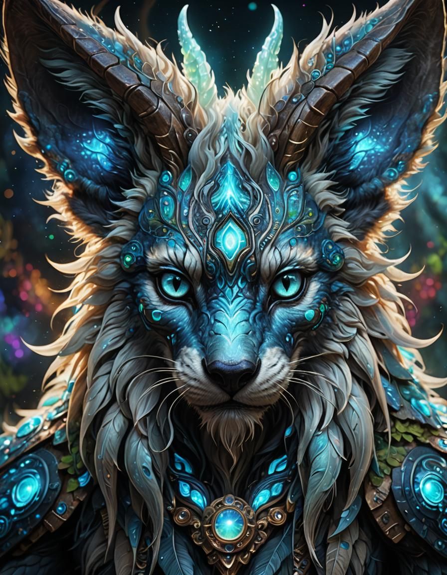 Bioluminescent Mythical Beast in Digital Fantasy Art