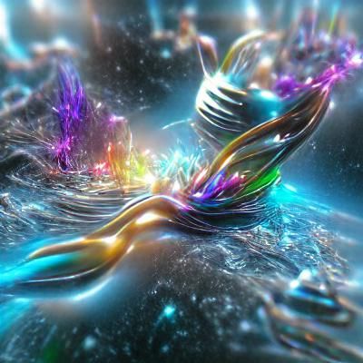 Iridescent Galactic Flow in 3D VRay Render