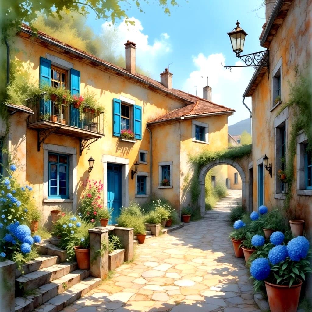 Italian Hilltop Village with Quirky Sandstone Houses and Vib...