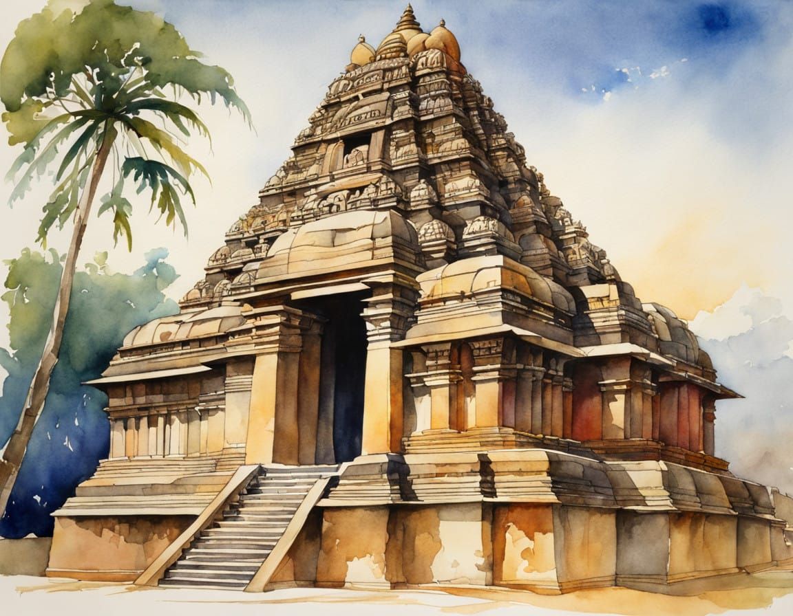 Ethereal Indian Shore Temple at Mahabalipuram in Vibrant Wat...