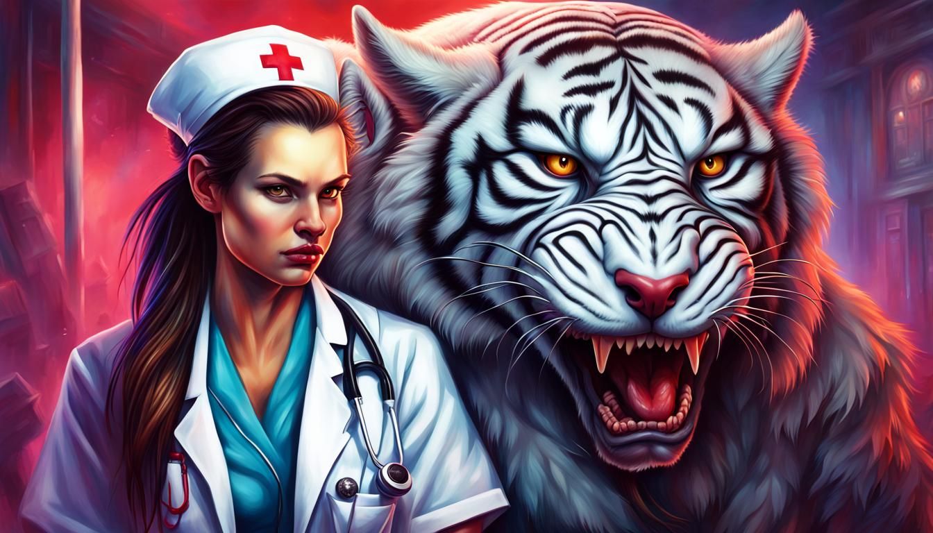 Vampire Nurse and Doctor in Fantasy Punk Airbrush Art