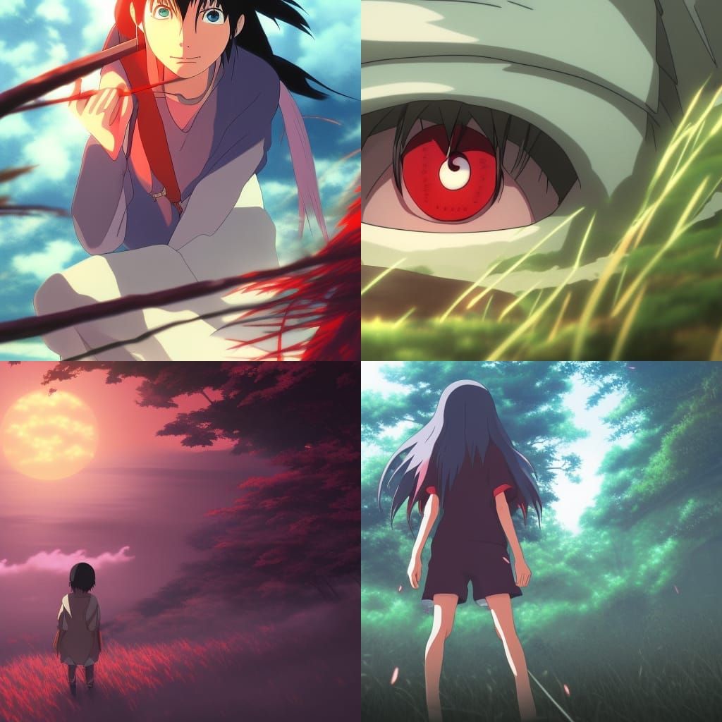 Sharingan Eye in Studio Ghibli Anime Style