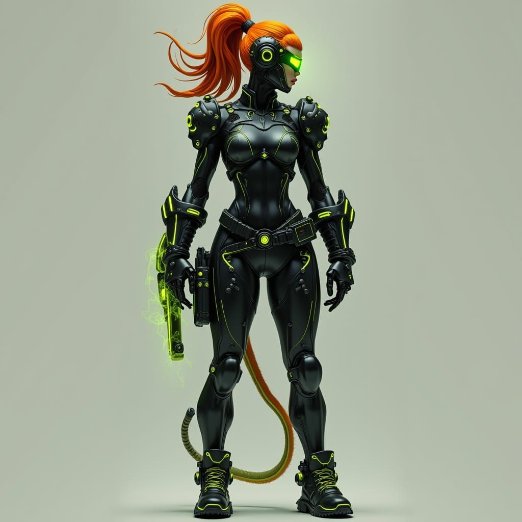 Heroic Woman in High-Tech Suit with Glowing Accents