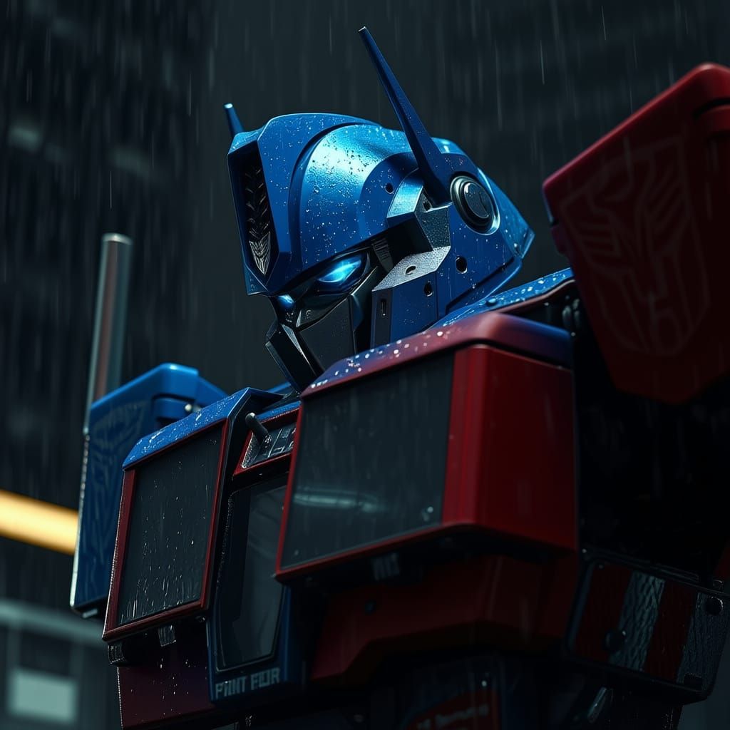 Optimus Prime in Dark City Rain