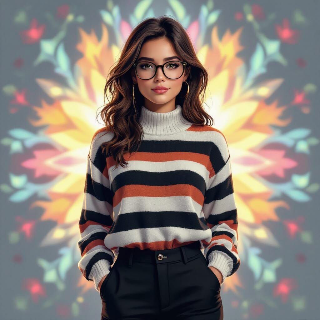 Confident Girl Portrait with Vibrant Colors and Textures