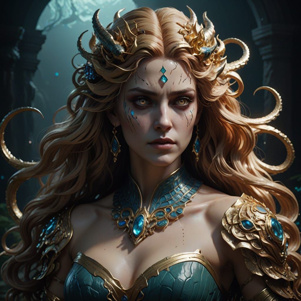 Enchanting Sea Monster with Haunting Beauty and Terror