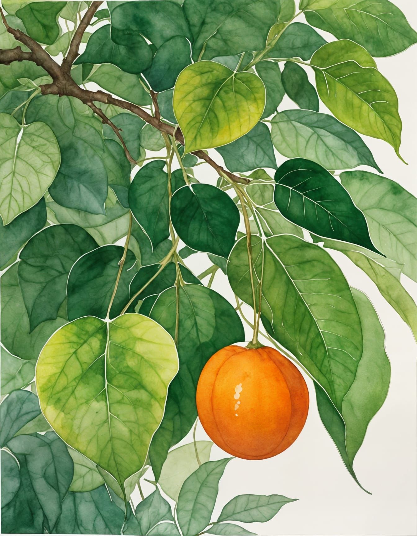 Vibrant Orange Amidst Lush Green Canopy