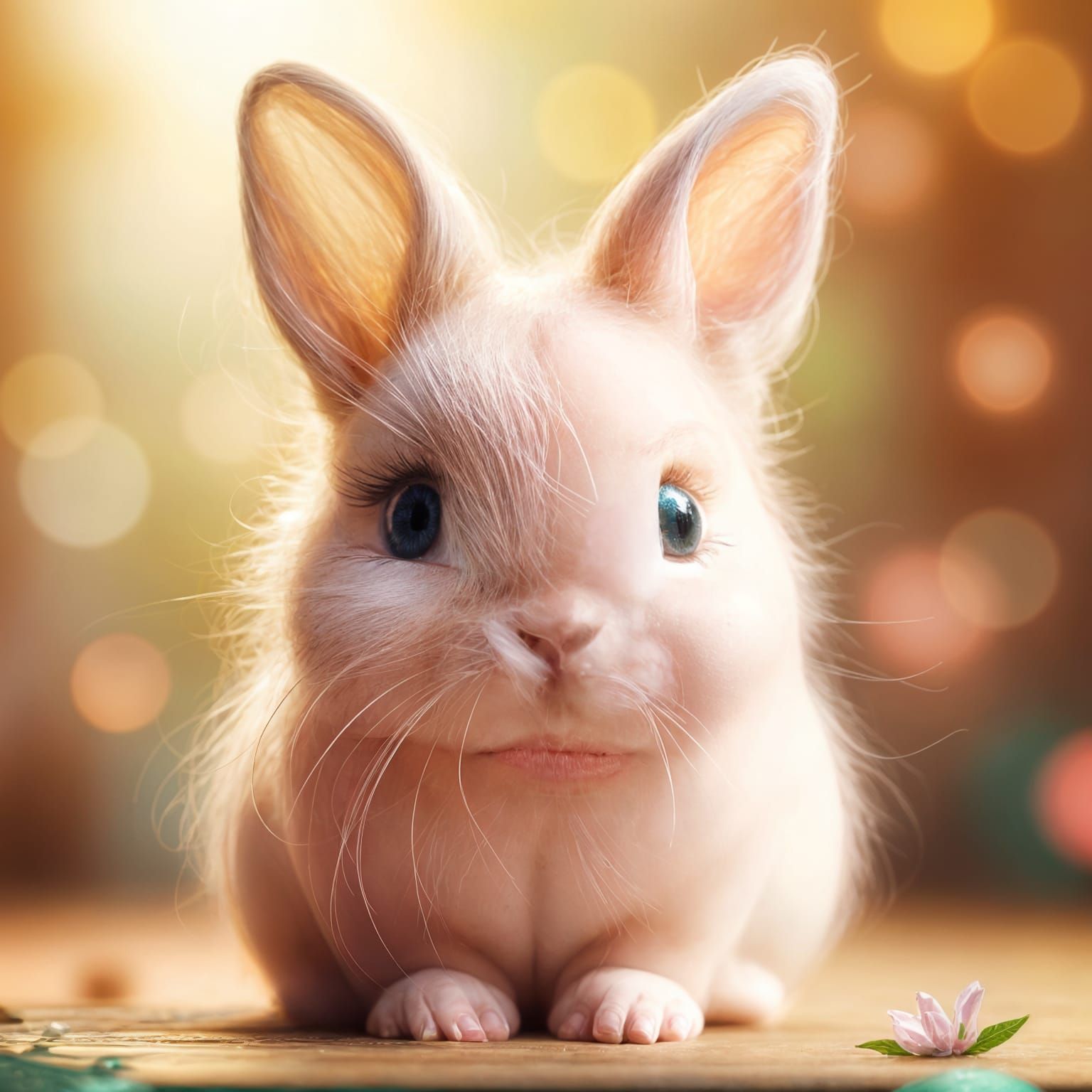 Stunning Female Rabbit with Rose-Hued Fur, Emerald Eyes, and...