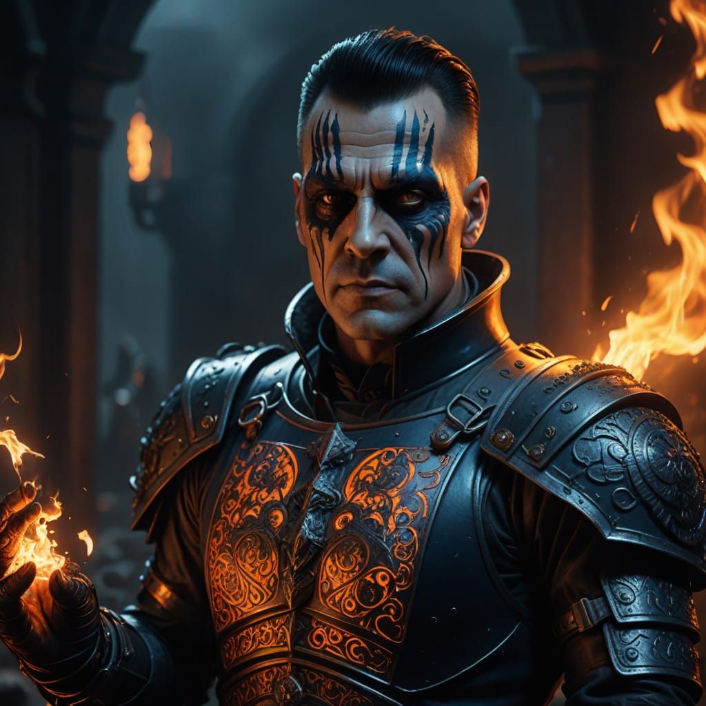 Dark Fantasy Warrior in Metallic Armor