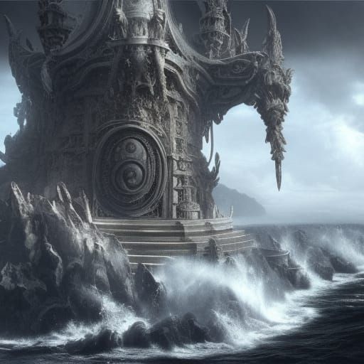 Epic Triton in a Digital Matte Painting