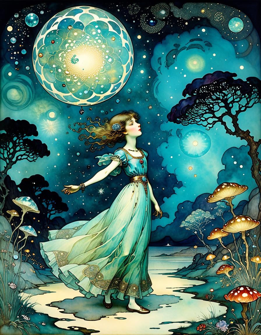 Bejeweled Galactic Oasis in Golden Age Style