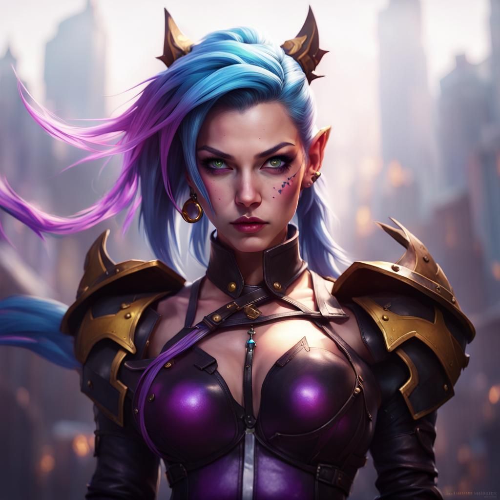Jinx in Leather Armor: Dark Fantasy Concept Art