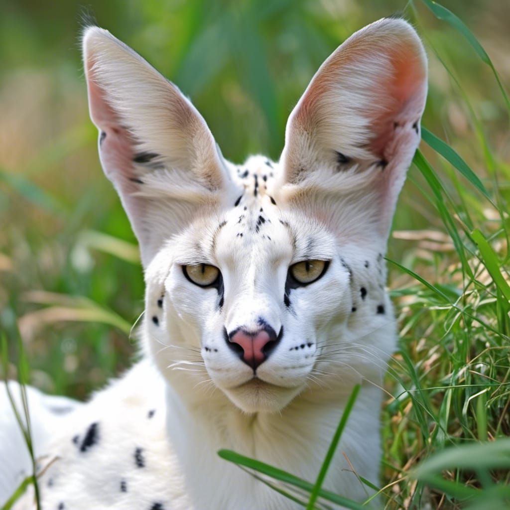 Serval – Leucistic Serval (white Serval) in the African Wild...