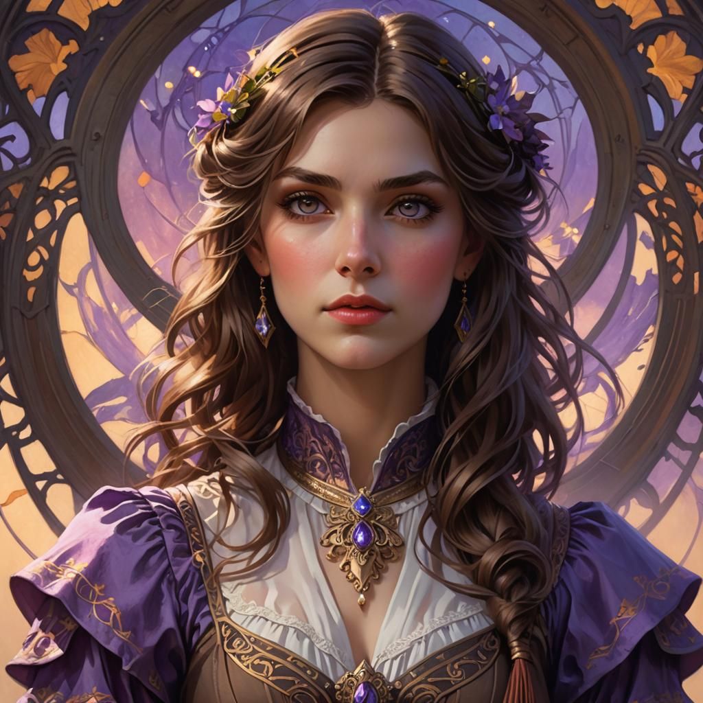 Fantasy Sorceress Portrait in Digital Painting Style