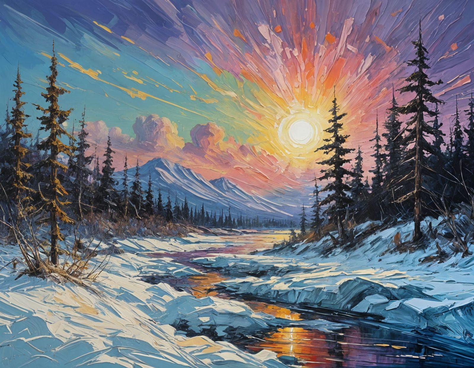 Vibrant Northern Landscape in Thick Impasto Brushstrokes