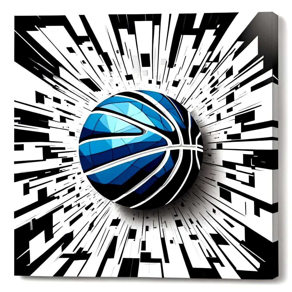 Abstract Cubism Style Basketball Art