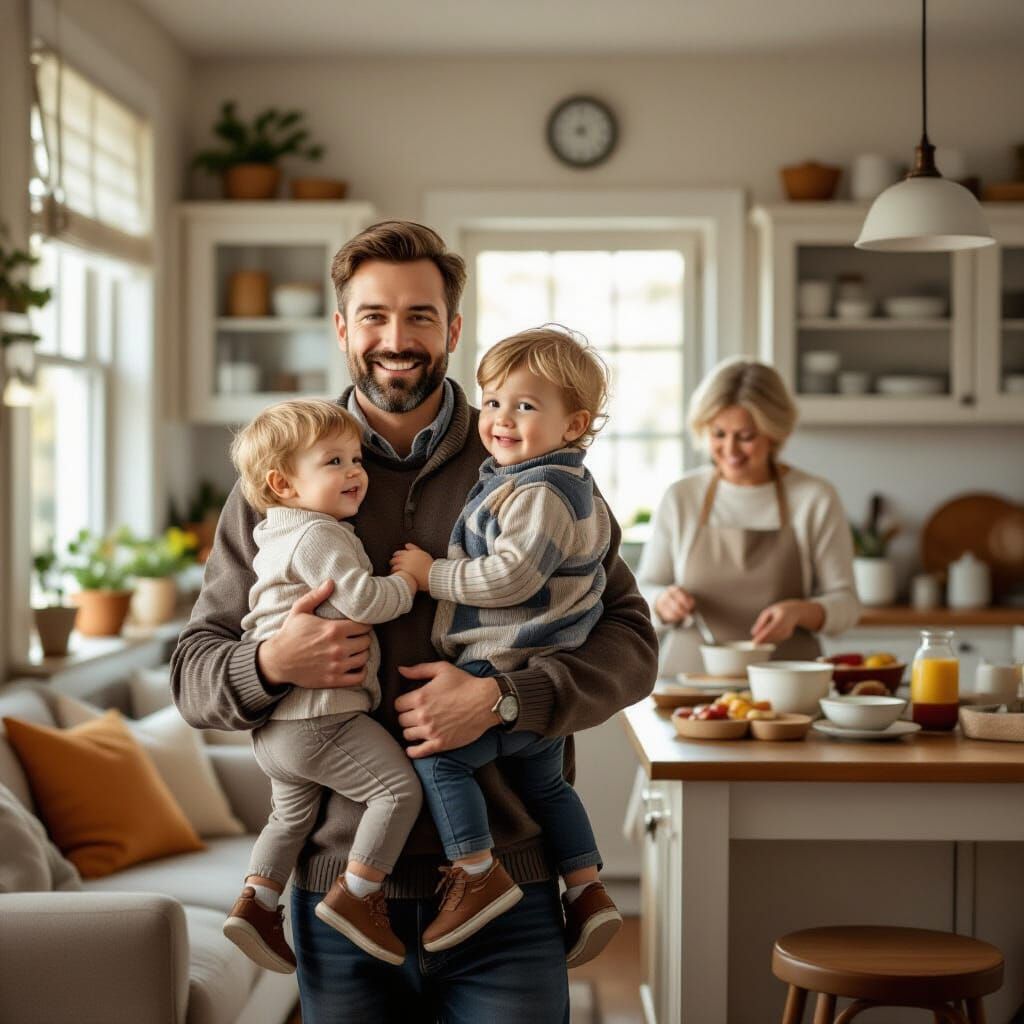 Cozy Family Scene in Photorealistic Style