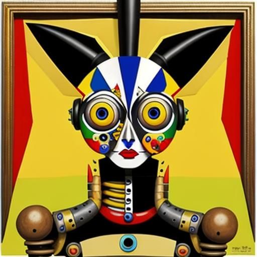 Scrap Robot Portrait in Mixed Media Collage