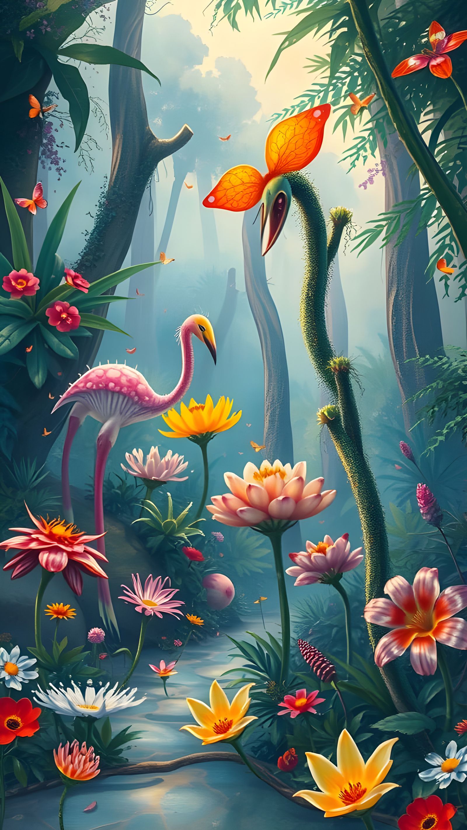 Vibrant Alien Landscape in Neo Impressionist Watercolour Sty...