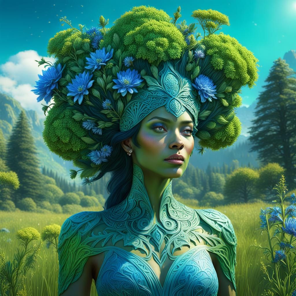 Mother Nature in a Sunny Meadow