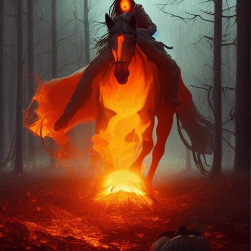 Headless Horseman Portrait in Dead Forest