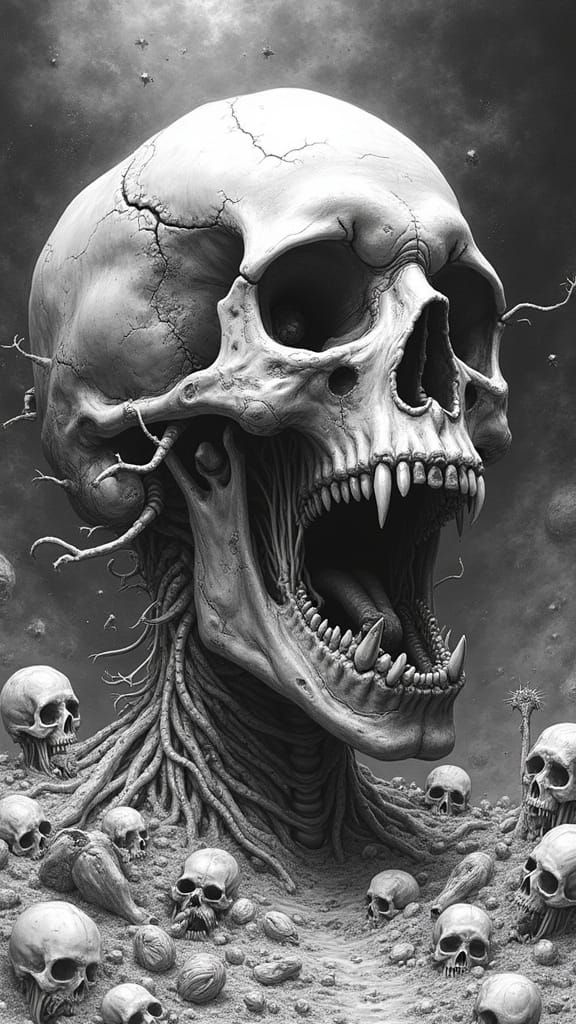 Grotesque Surreal Nightmare in Hyper-Realistic Black & White