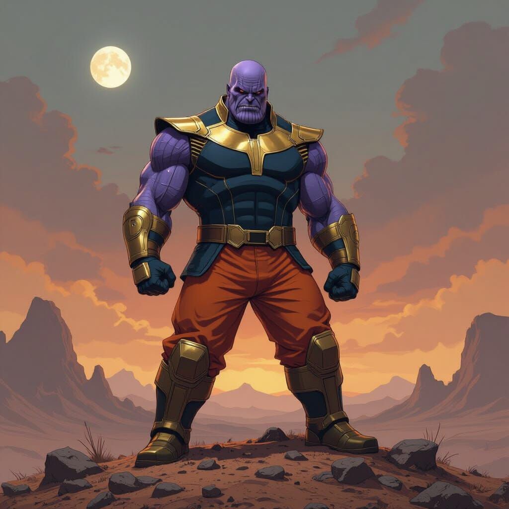 Hybrid Warrior on Barren Planet in Digital Art Style