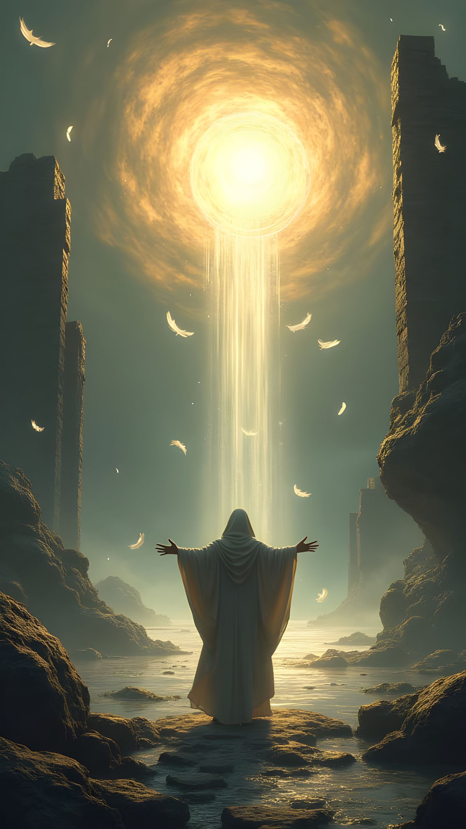 Cosmic Birth of Light in Mystical Fantasy Style