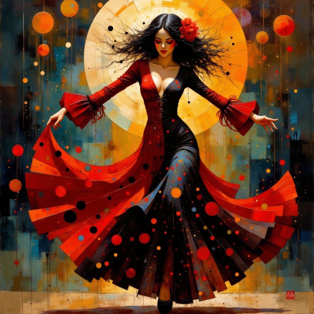 Flamenco Dancer in Bold, Expressive Brushstrokes